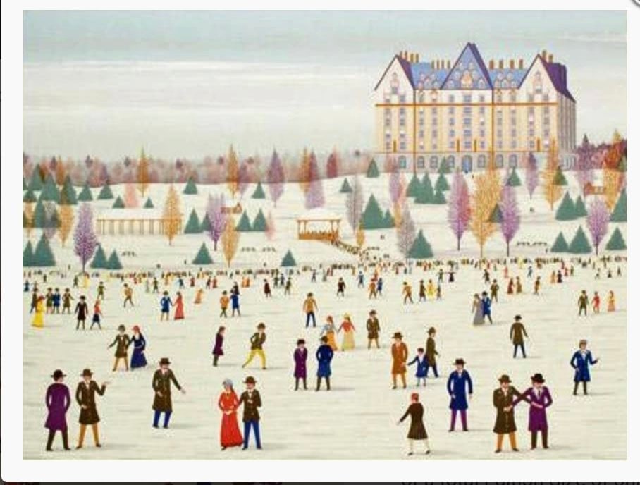 Fanch Ledan: Skating in Central Park: Title: Fanch Ledan: Skating in Central Park Description: Artist: Fanch LedanTitle: Skating in Central ParkType: Work on paperDate: N/AMedium: LithographDimensions: 27 x 22 inchesSigned and Dated: