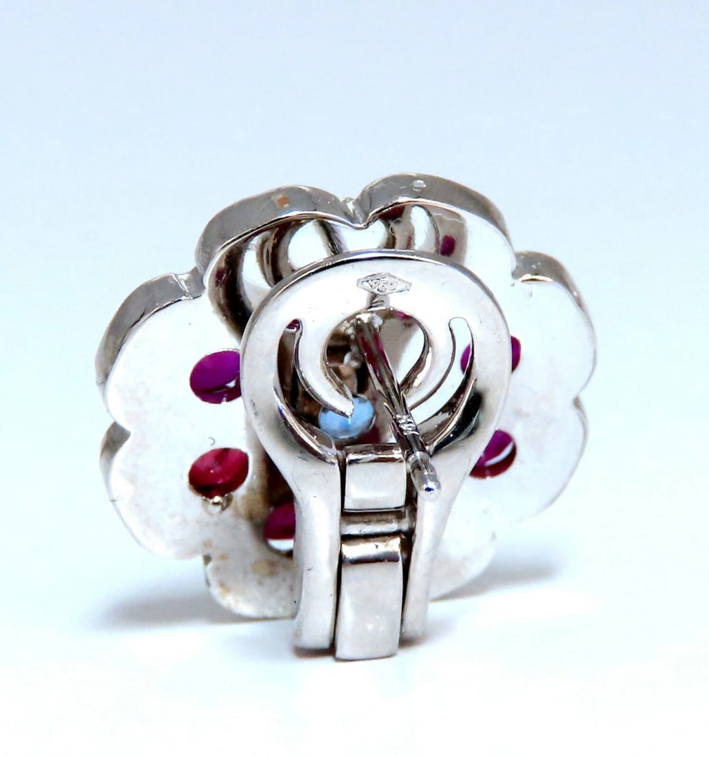7.30Ct Natural Ruby Sapphire Diamond Cluster Earrings 14 Karat Clip Cocktail - 4