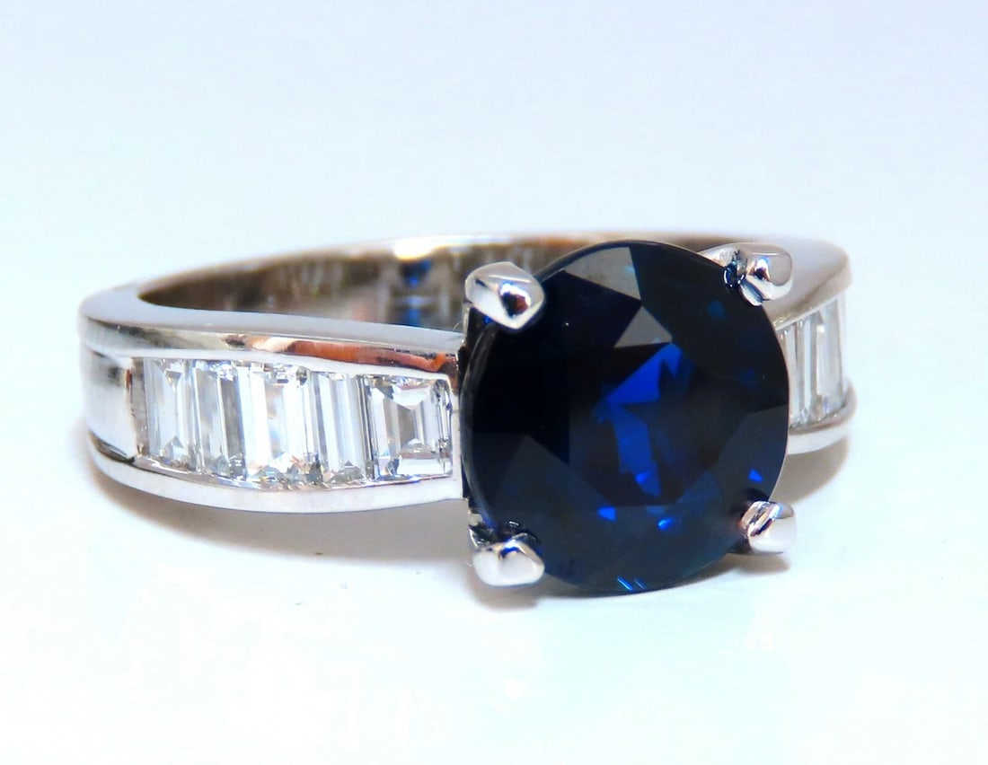 GIA Certified 4.09ct Natural Round No Heat Sapphire Diamond Ring Unheated 14kt: Title: GIA Certified 4.09ct Natural Round No Heat Sapphire Diamond Ring Unheated 14kt Description: No heat Classic GIA Certified 4.09ct. Natural No heat Blue Sapphire ring. Report: 2195995565 Round cu