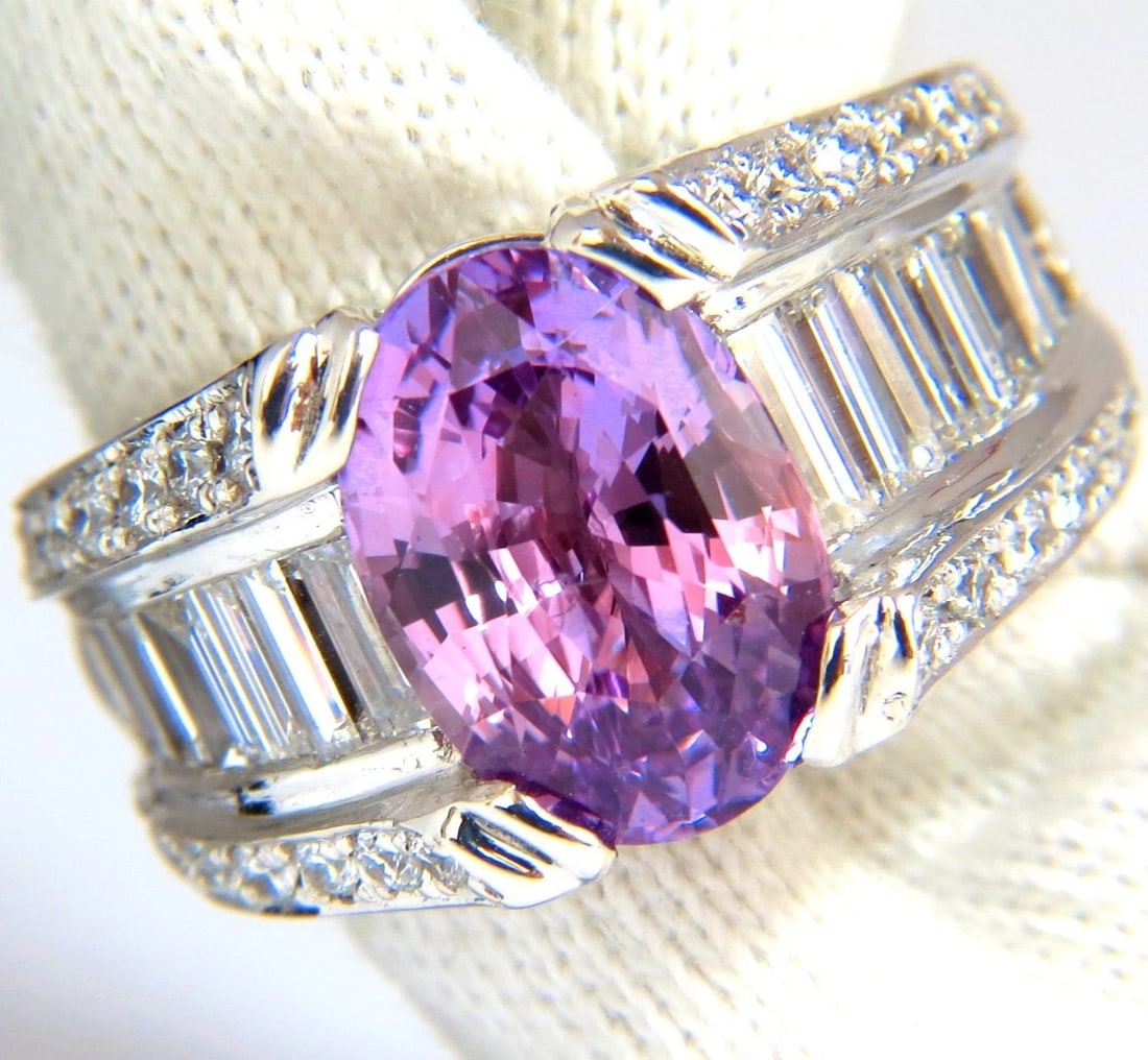 GIA 8.50ct natural no heat sapphire diamond ring 14kt. unheated purple pink+: Title: GIA 8.50ct natural no heat sapphire diamond ring 14kt. unheated purple pink+ Description: A+ Tangibility. GIA Certified 5.50ct. Natural No heat Sapphire ring. Report: 2155939886 Oval cut: 12.18
