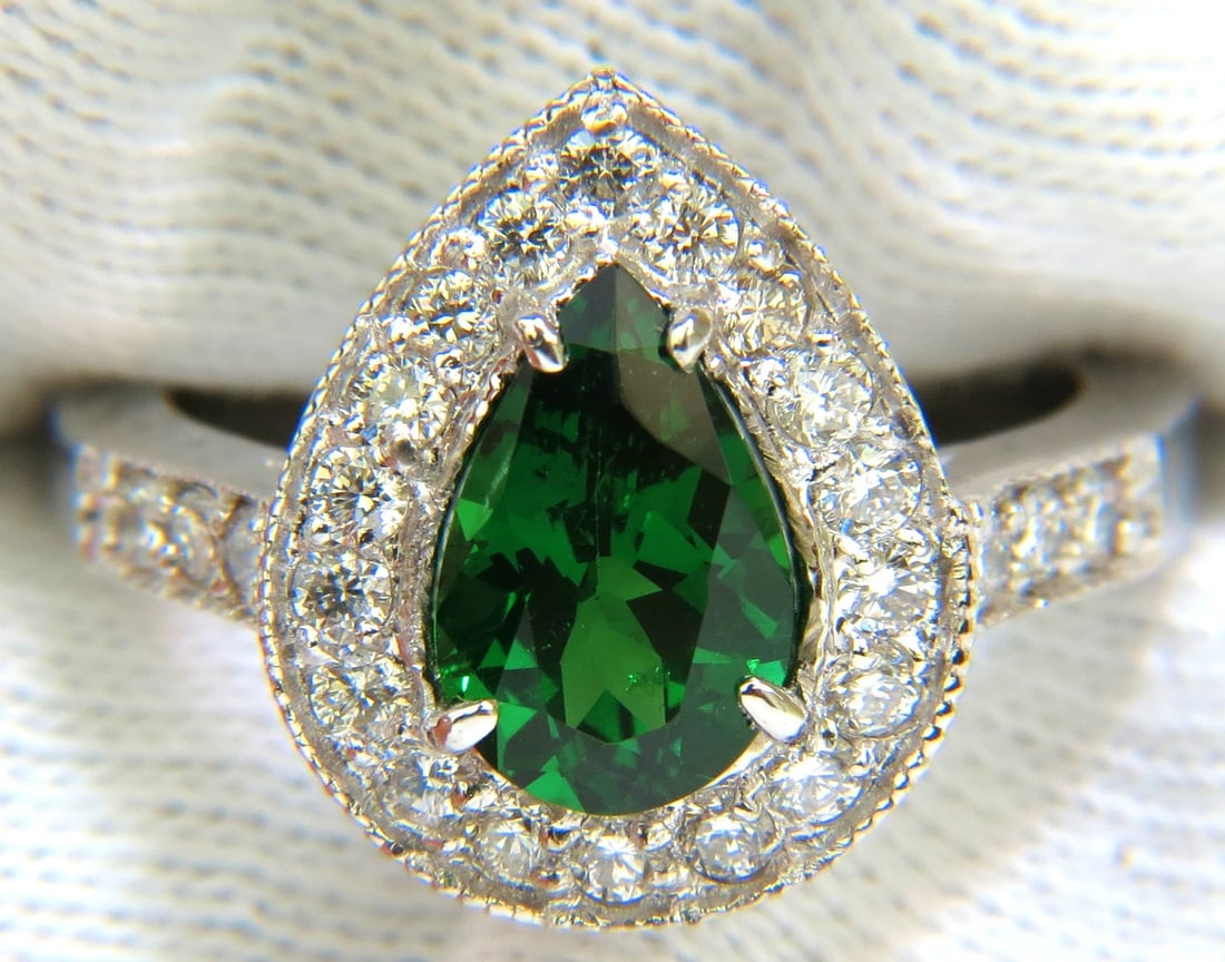 2.56CT NATURAL BRIGHT FINE GEM GREEN TSAVORITE DIAMOND RING 14KT+ (1 of 10)
