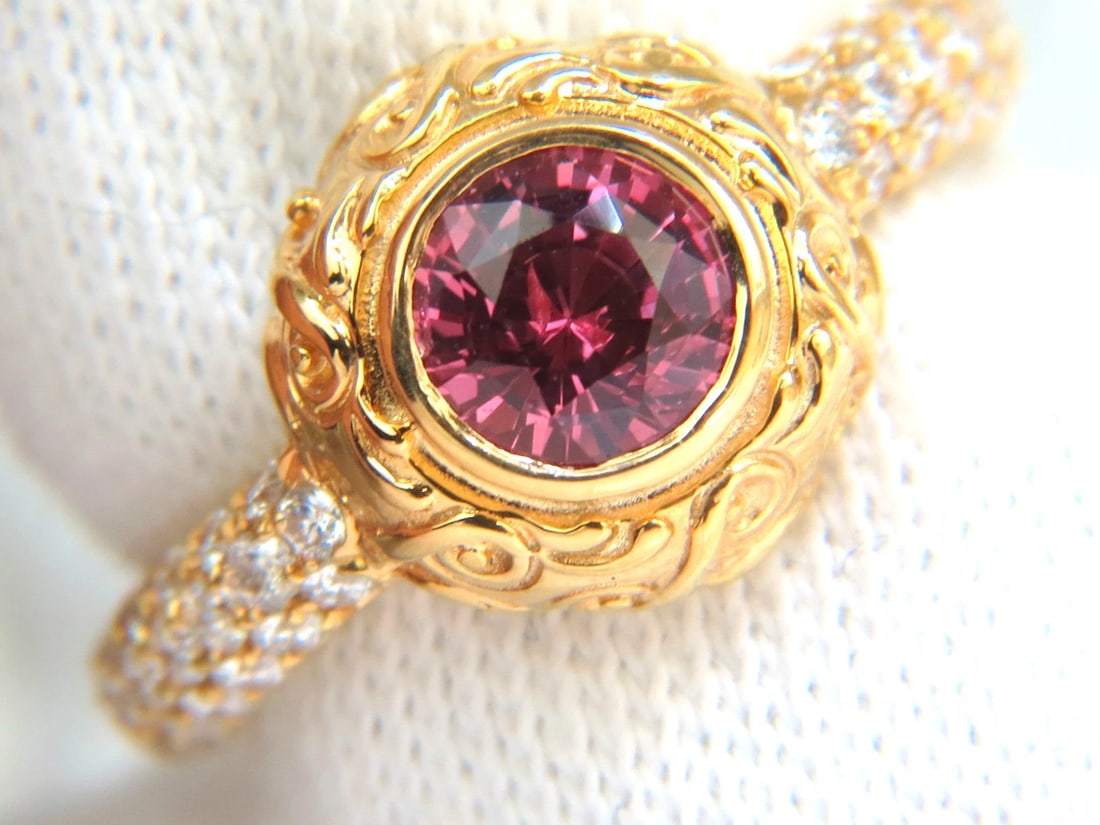 GIA NO HEAT 2.05CT NATURAL SAPPHIRE DIAMONDS SPANISH DECO GILT RING UNHEATED 14K: Title: GIA NO HEAT 2.05CT NATURAL SAPPHIRE DIAMONDS SPANISH DECO GILT RING UNHEATED 14K Description: ONLY MAGNIFICENT JEWELS Spanish Gilt Revival Deco 1.17ct. GIA No Heat Sapphire Brownish Orangy Pink