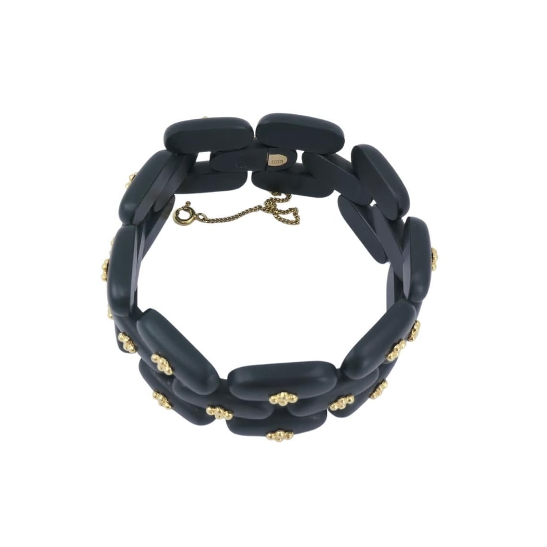 Vintage Angela Cummings Bracelet Gold Black Jade - 15