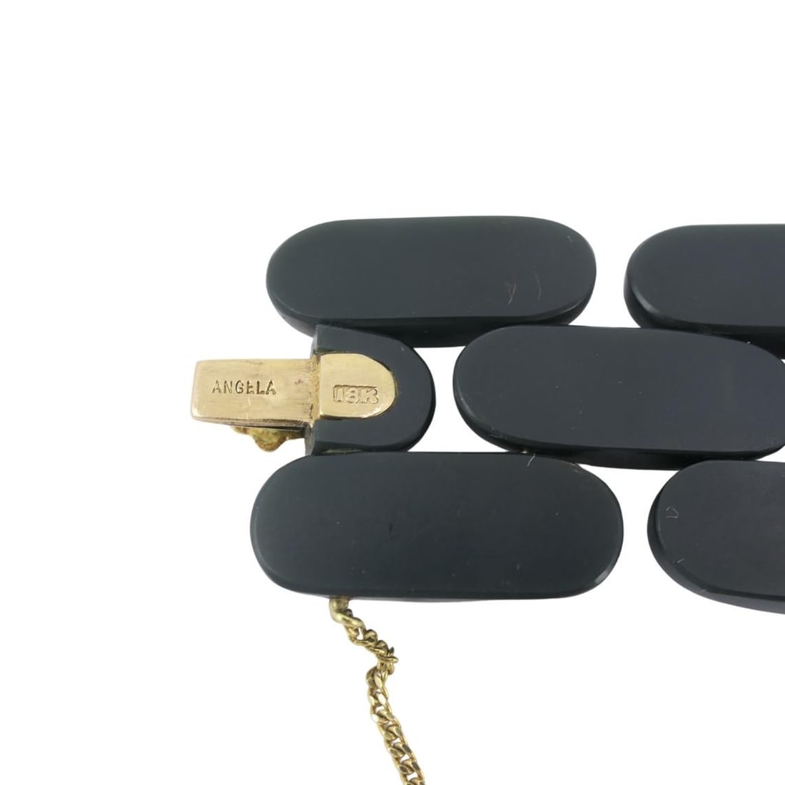 Vintage Angela Cummings Bracelet Gold Black Jade - 4