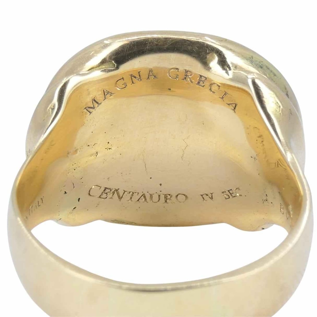 Vintage Bvlgari 18k Gold Ancient Silver Magna Grecia Centaur Ring - 3
