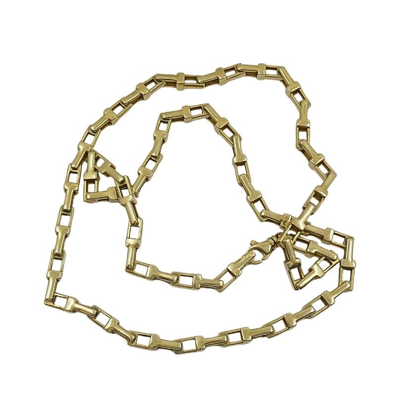 14k Yellow Gold Rectangular Bar Link Chain Necklace - 4