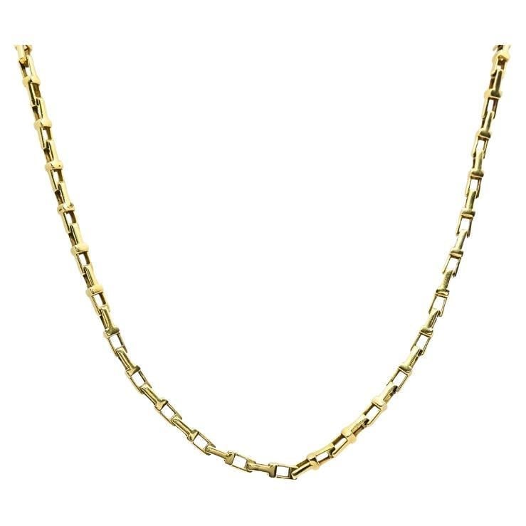 14k Yellow Gold Rectangular Bar Link Chain Necklace - 7