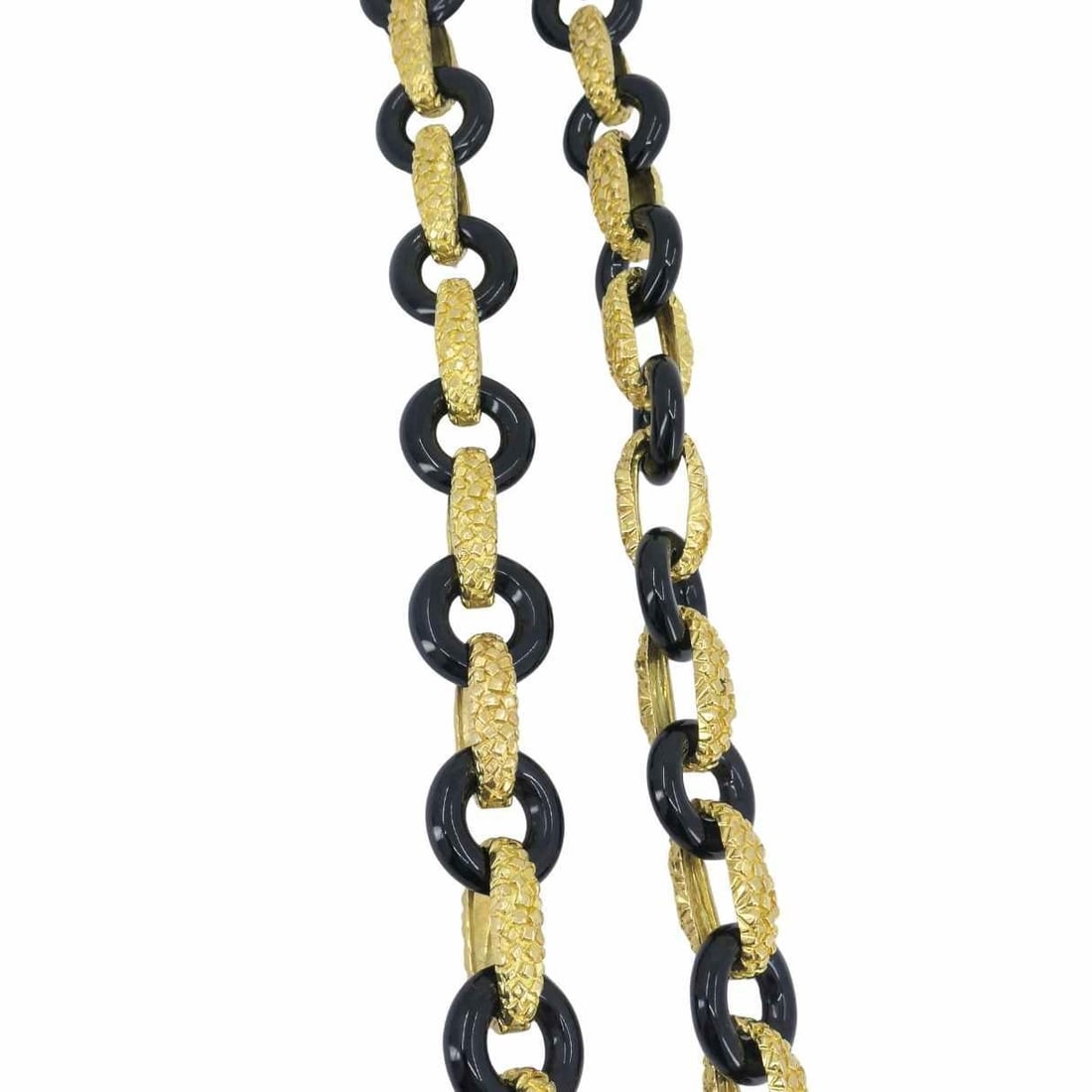 Vintage Tiffany & Co. 18k Gold Onyx Necklace - 14