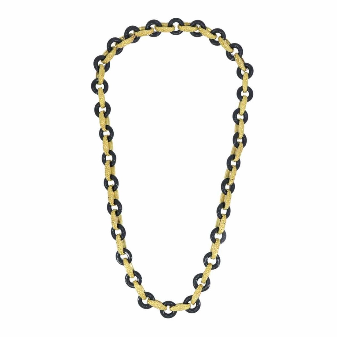 Vintage Tiffany & Co. 18k Gold Onyx Necklace - 18