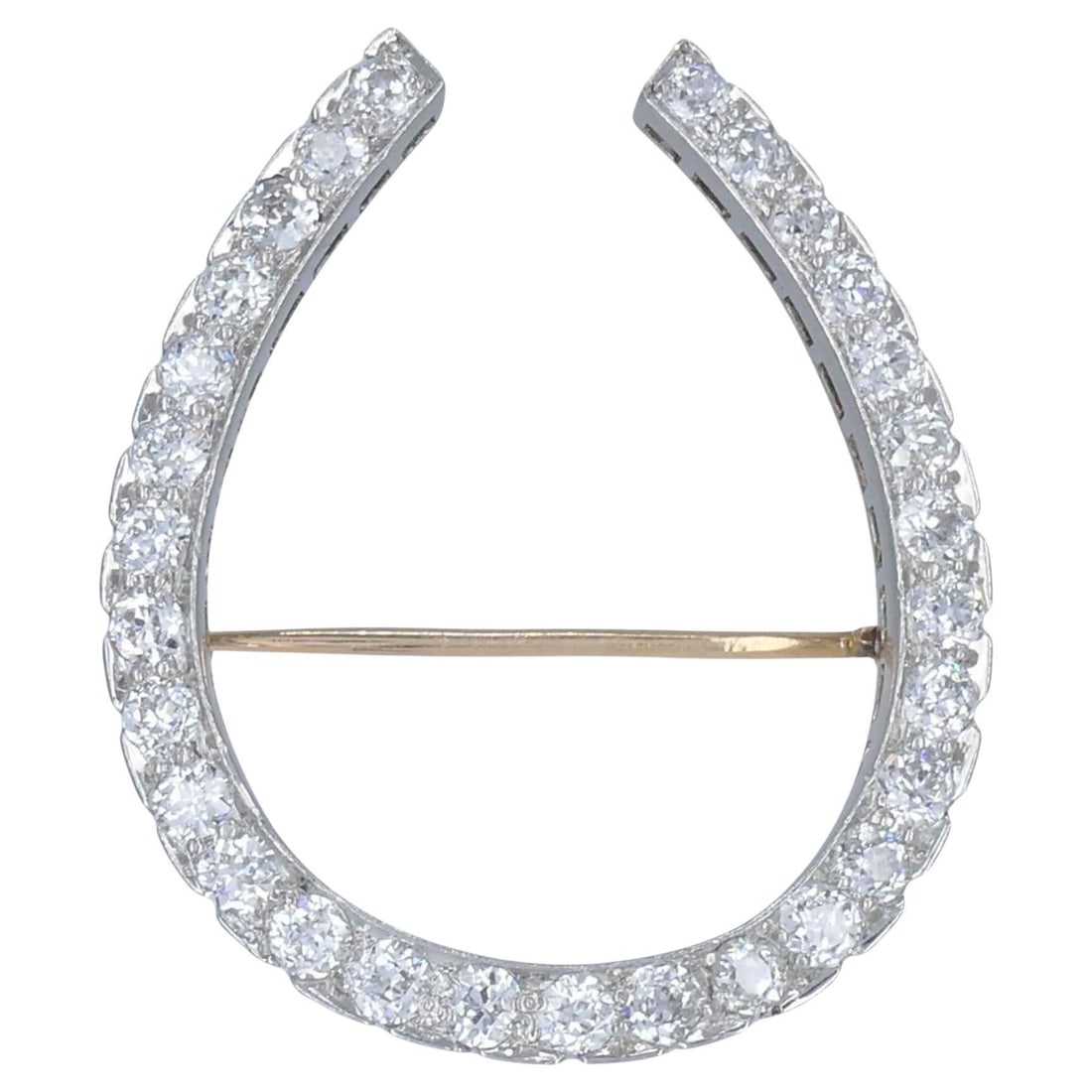 Antique Edwardian Gattle Platinum Diamond Horseshoe Brooch (1 of 20)