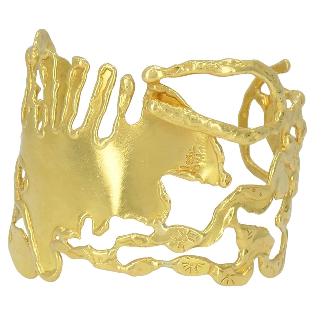 Vintage Jean Mahie 22k Gold Sculptural Cuff Bracelet (1 of 20)