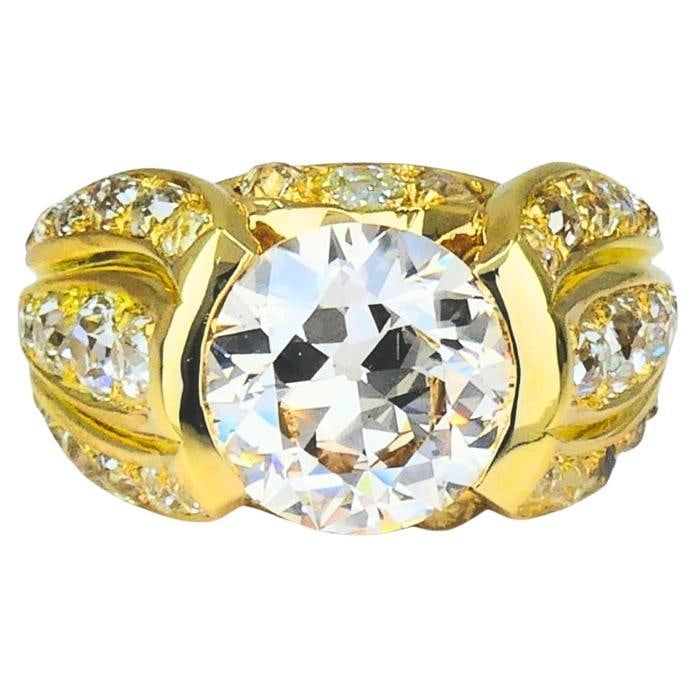 1950s Ring 18k Gold Cocktail Ring Old European Cut Diamond (1 of 20)