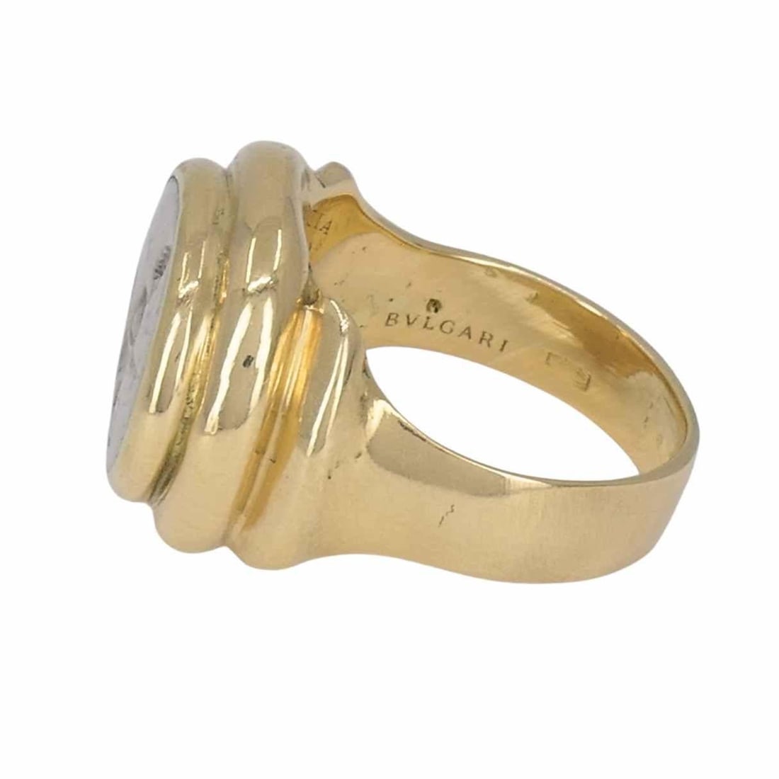 Vintage Bvlgari 18k Gold Ancient Silver Magna Grecia Centaur Ring - 2