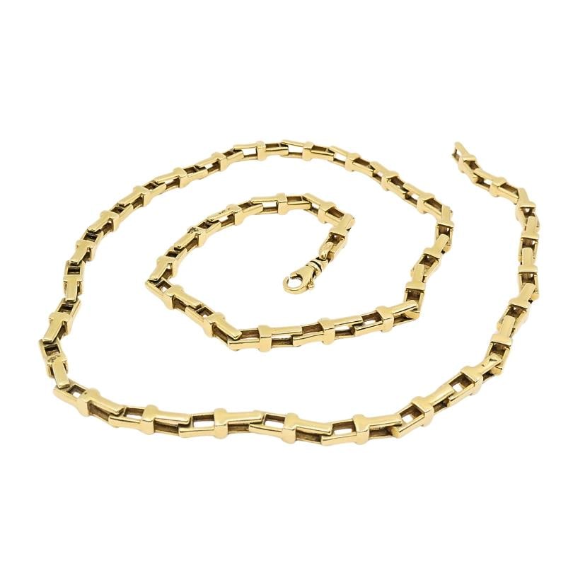 14k Yellow Gold Rectangular Bar Link Chain Necklace - 10