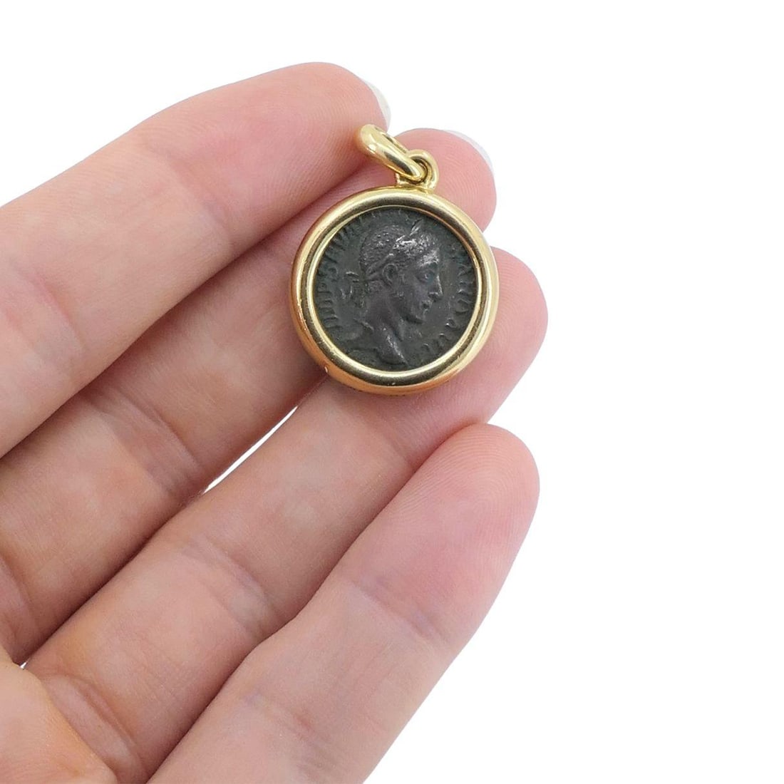 Vintage Bvlgari 18k Gold Ancient Coin Monete Bulgari Pendant - 9