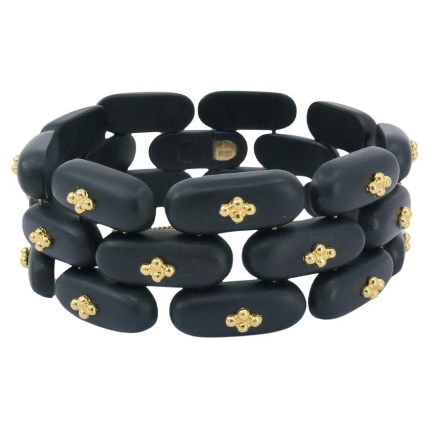 Vintage Angela Cummings Bracelet Gold Black Jade - 17