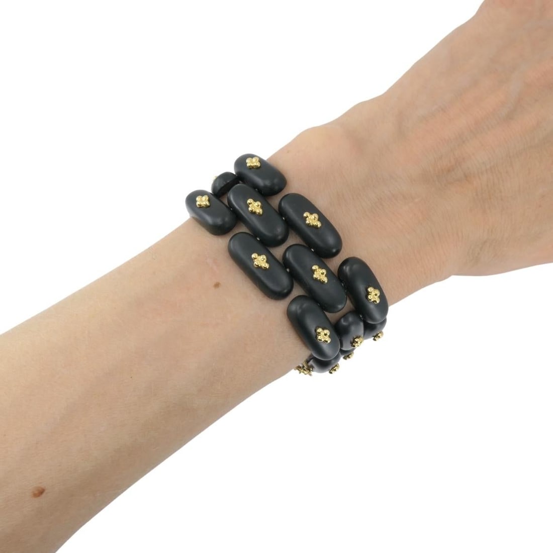 Vintage Angela Cummings Bracelet Gold Black Jade - 18