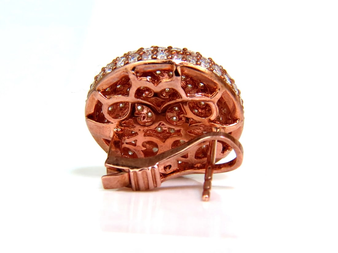 5.50CT DIAMONDS CLUSTER DOMED BEAD SET BUTTON PUFFED CLIP EARRINGS G/VS 14kt** - 5