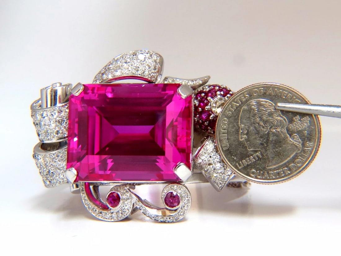 GIA Lab Pink Sapphire Diamonds Ruby Bangle Bracelet Parisian Posh Deco** - 11