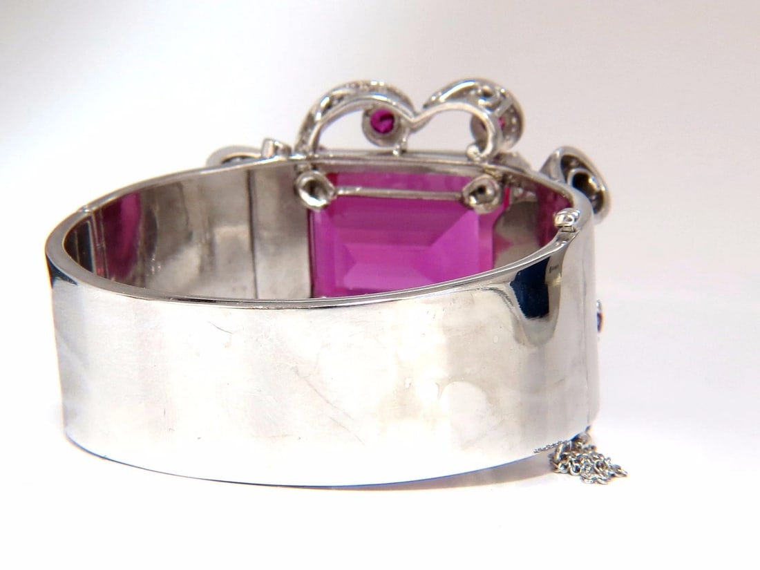 GIA Lab Pink Sapphire Diamonds Ruby Bangle Bracelet Parisian Posh Deco** - 4