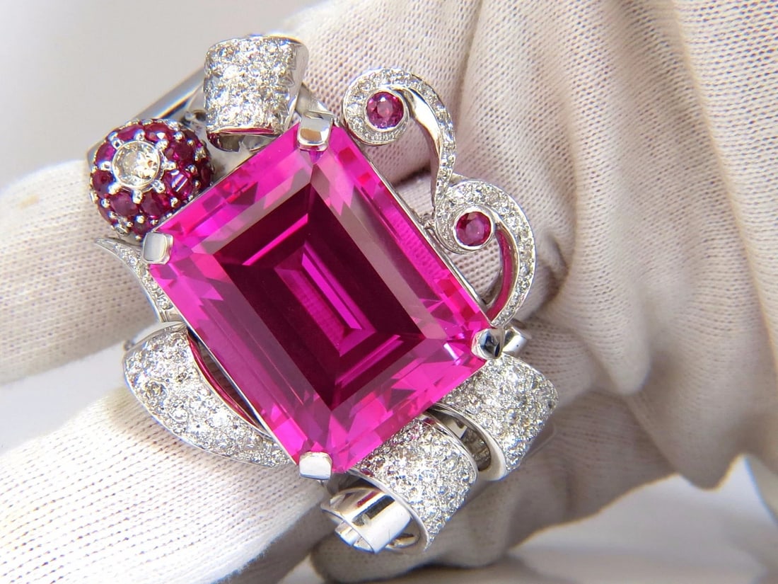 GIA Lab Pink Sapphire Diamonds Ruby Bangle Bracelet Parisian Posh Deco** - 6