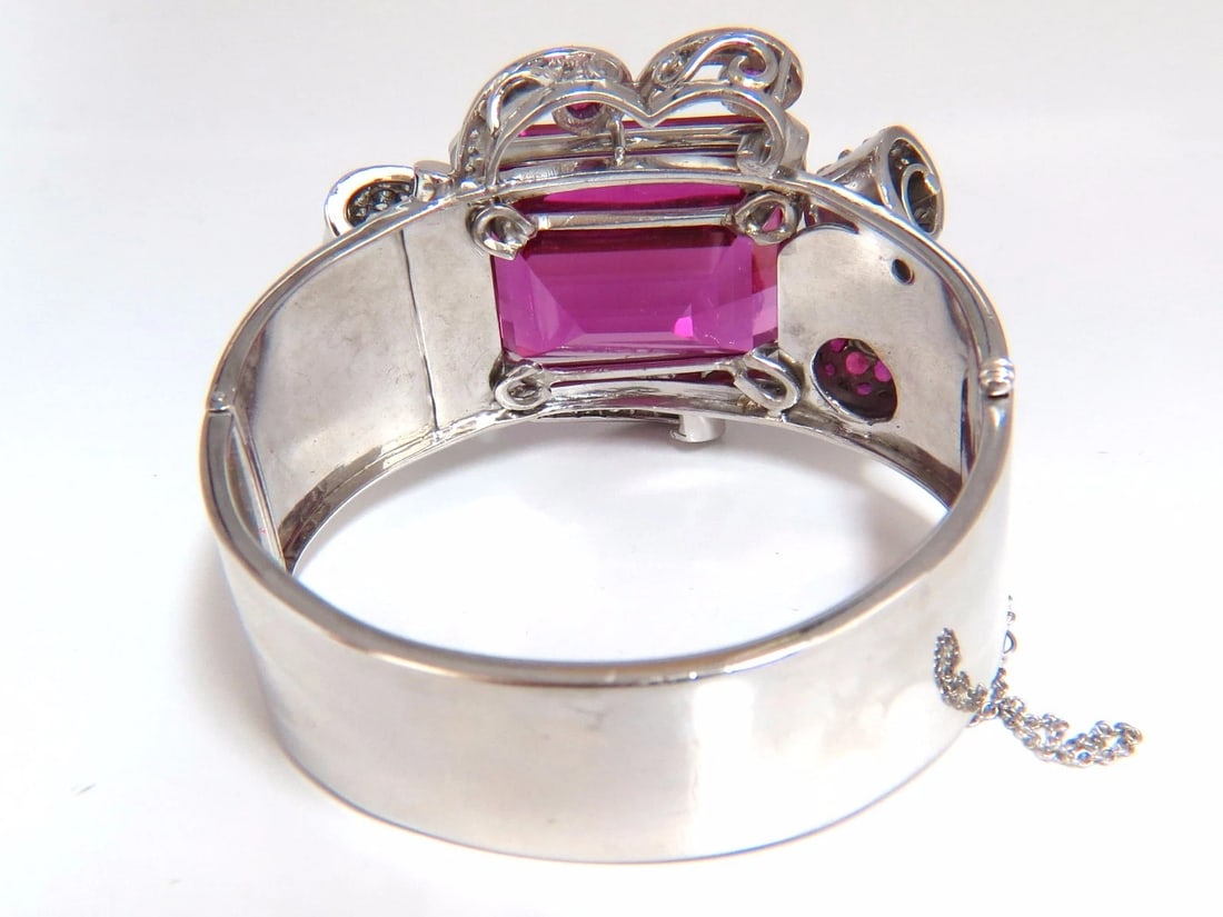GIA Lab Pink Sapphire Diamonds Ruby Bangle Bracelet Parisian Posh Deco** - 8