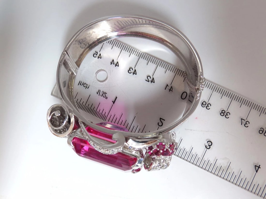 GIA Lab Pink Sapphire Diamonds Ruby Bangle Bracelet Parisian Posh Deco** - 9