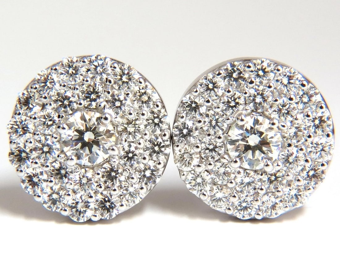 GIA Certified 4.60ct. Matching diamond cluster circular earrings omega 14kt**: Title: GIA Certified 4.60ct. Matching diamond cluster circular earrings omega 14kt** Description: Clusters Match GIA 1.10ct. Natural Diamonds & 3.50ct. Natural diamonds Report # 2151846842 & 215184962