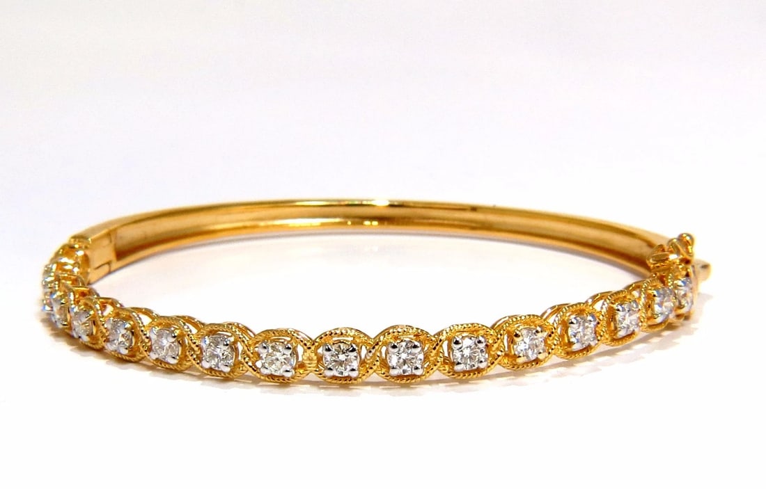 1.37ct Rope Twist Encased Natural Round Diamonds Bangle Bracelet 14 karat** (1 of 8)