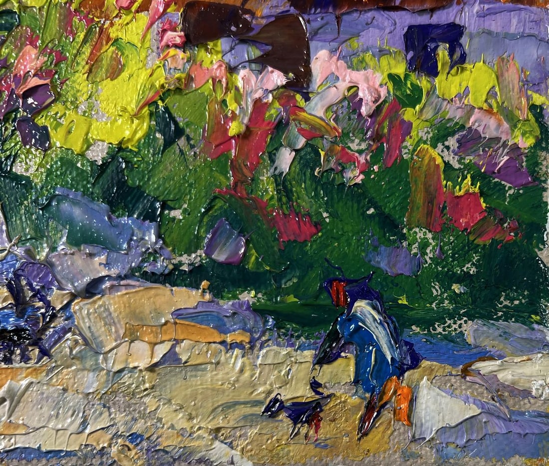 Oil painting Bloom and light between buildings Oleksiy Ivanyuk - 5