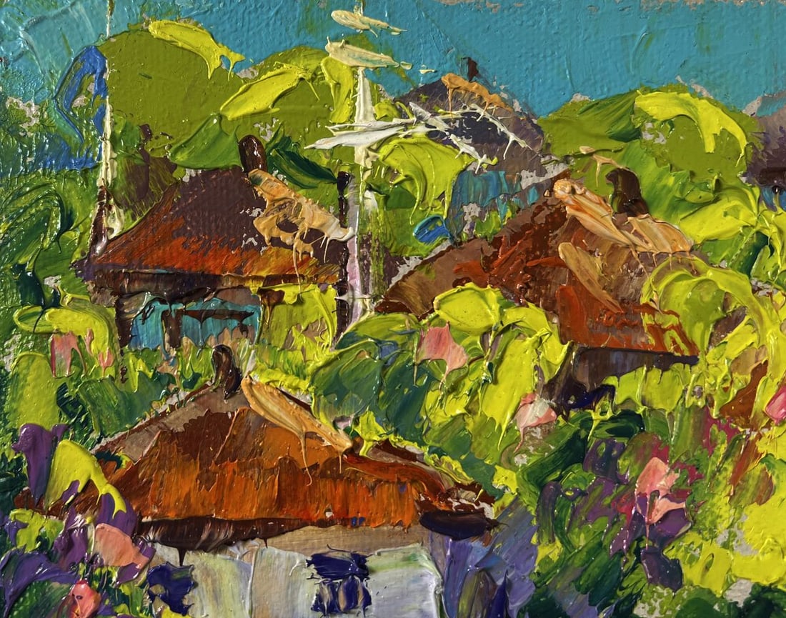 Oil painting Bloom and light between buildings Oleksiy Ivanyuk - 7