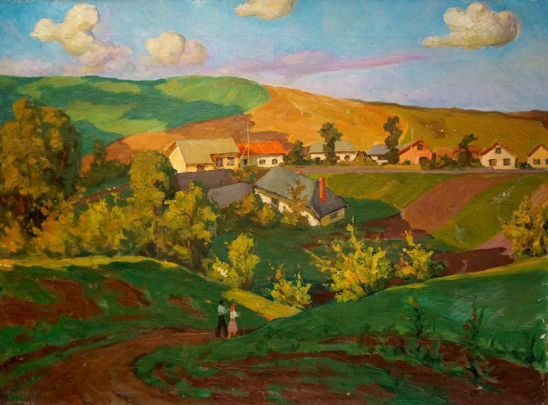 Oil painting Rural landscape: Title: Oil painting Rural landscape Description: NoVerns 887 *** ABOUT THIS PAINTING *** * TITLE: "Rural landscape" * ARTISTS: Unknown artist * SIZE: 60x80 cm/'23.62x31.49 inches' * MEDIUM: oil, canva