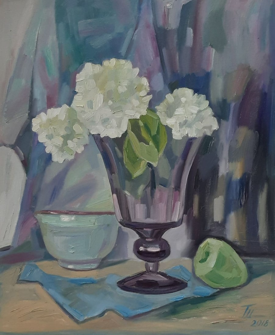 Abstract Oil painting Hortensia Tetyana Shulyak: Title: Abstract Oil painting Hortensia Tetyana Shulyak Description: 26Sl Painter: Tetyana Shulyak Size: 60x50 cm/23,62x19,68 inches Components: oil, canvas Original painting from our collection ERA: 2