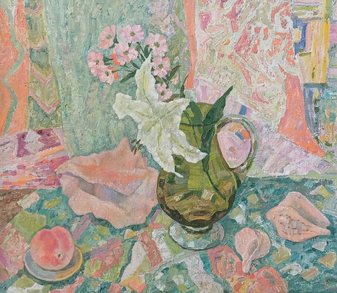 Oil painting Still life Tetyana Shulyak: Title: Oil painting Still life Tetyana Shulyak Description: 52Sl Painter: Tetyana Shulyak Size: 60x68 cm/23.62x26.77 inches Components: oil, canvas Original painting ERA: 2009Short information:Tetyana