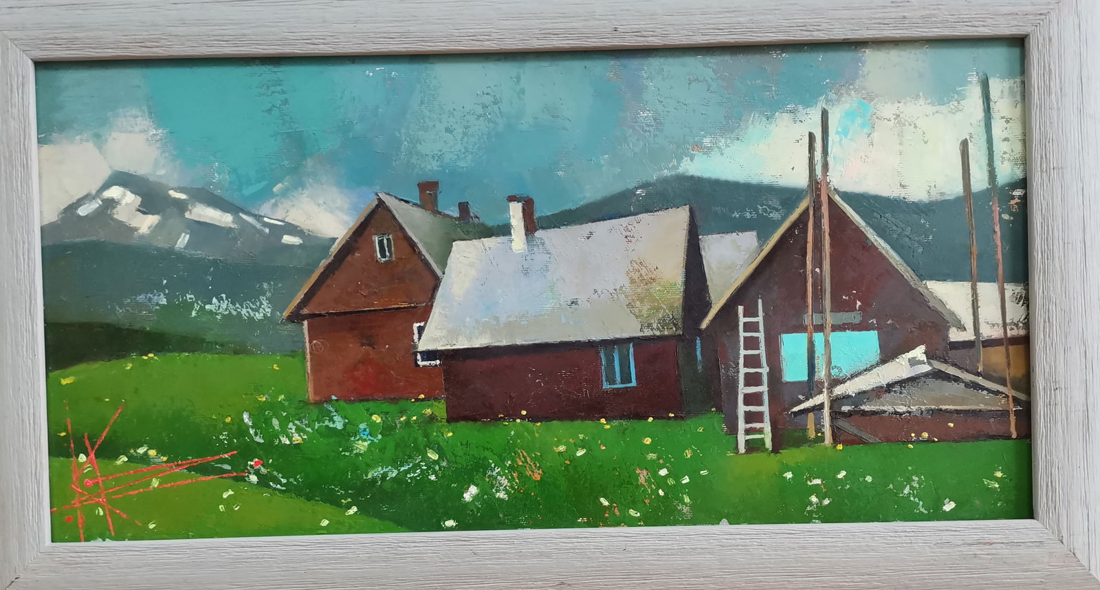 Abstract Oil painting Carpathian motif Oksana Kyrylenko: Title: Abstract Oil painting Carpathian motif Oksana Kyrylenko Description: 62KOR Painter: Oksana Kyrylenko Size: 25x50 cm/9.8x19.6 inches Components: oil, canvas Original painting from our collection