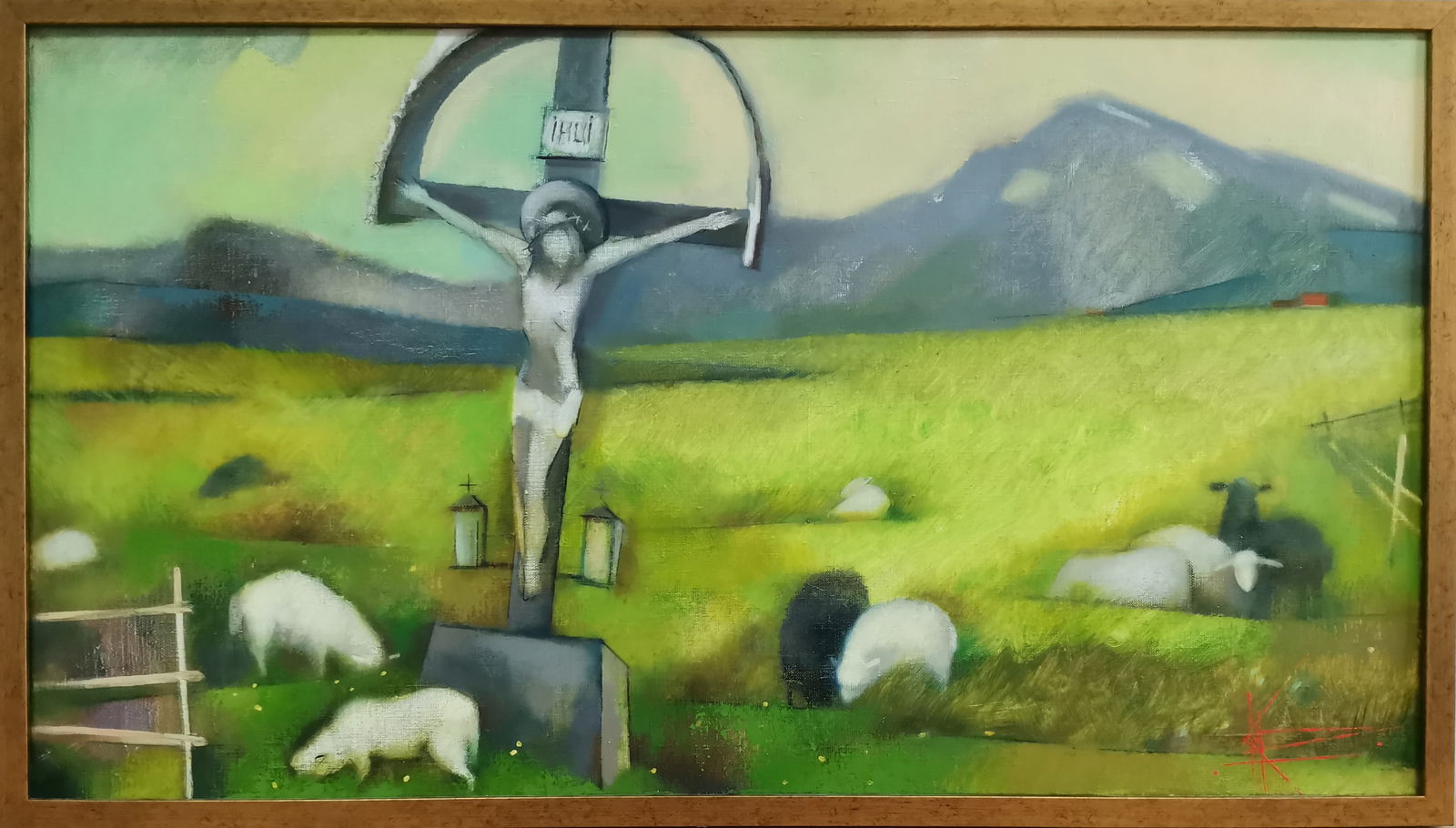 Abstract Oil painting Carpathian guard Oksana Kyrylenko: Title: Abstract Oil painting Carpathian guard Oksana Kyrylenko Description: 66KOR Painter: Oksana Kyrylenko Size: 50x90 cm/19.6x35.5 inches Components: oil, canvas Original painting from our collectio