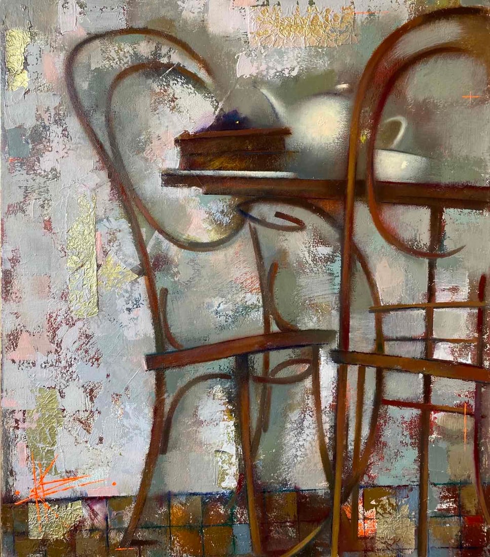 Abstract Oil painting Sacher cake Oksana Kyrylenko: Title: Abstract Oil painting Sacher cake Oksana Kyrylenko Description: 91KOR Painter: Oksana Kyrylenko Size: 75x50 cm/29.5x19.7 inches Components: oil, canvas Original painting from our collection ERA