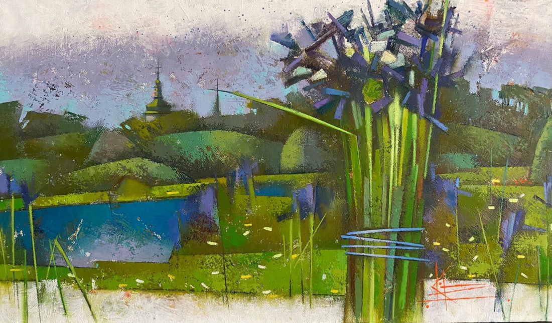 Abstract Oil painting Summer weekend Oksana Kyrylenko: Title: Abstract Oil painting Summer weekend Oksana Kyrylenko Description: 122KOR Painter: Oksana Kyrylenko Size: 50x85 cm/19.7x33.46 inches Components: oil, canvas Original painting from our collectio