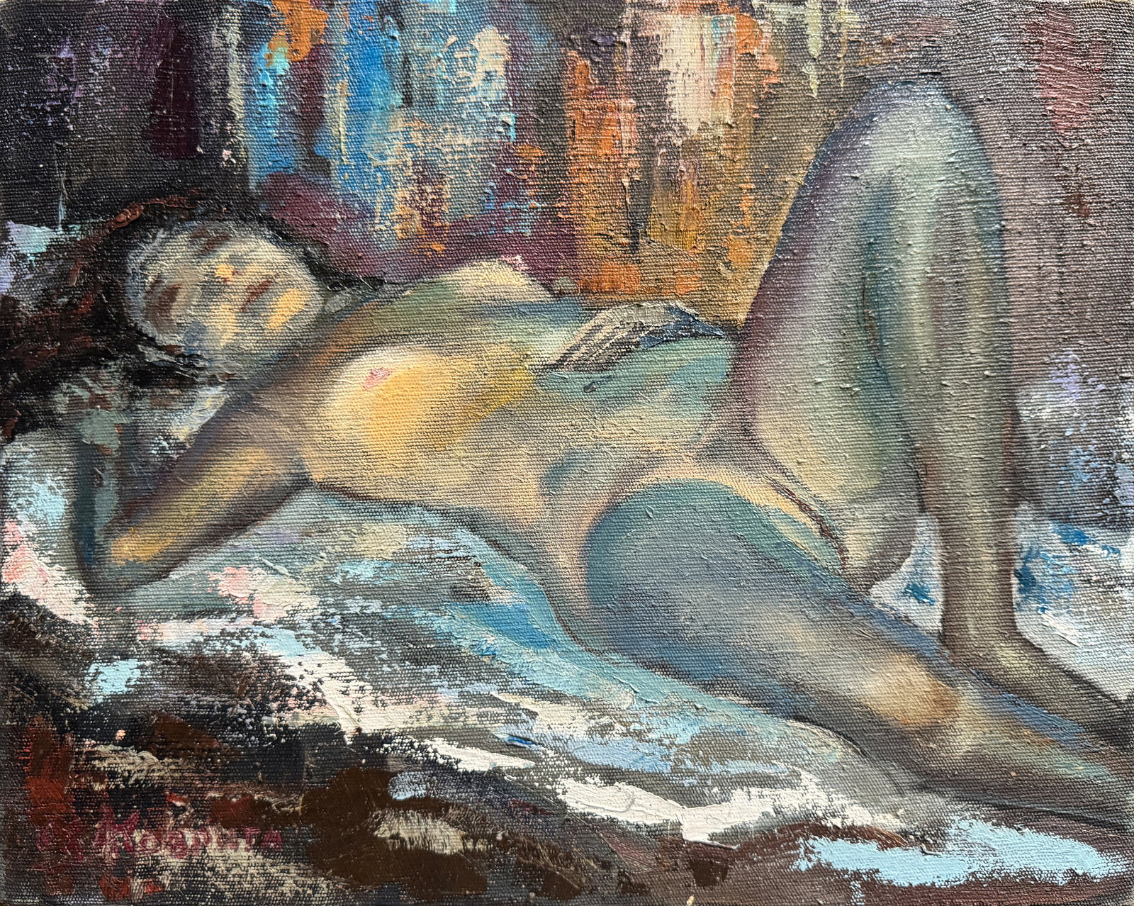 Abstract Oil painting with frame Figure women K. Leonid: Title: Abstract Oil painting with frame Figure women K. Leonid Description: 641KK Painter: K. Leonid Size: 40x50 cm/ 15.75x19.68 inches Components: oil, canvas Original painting CONDITION: exellent ER