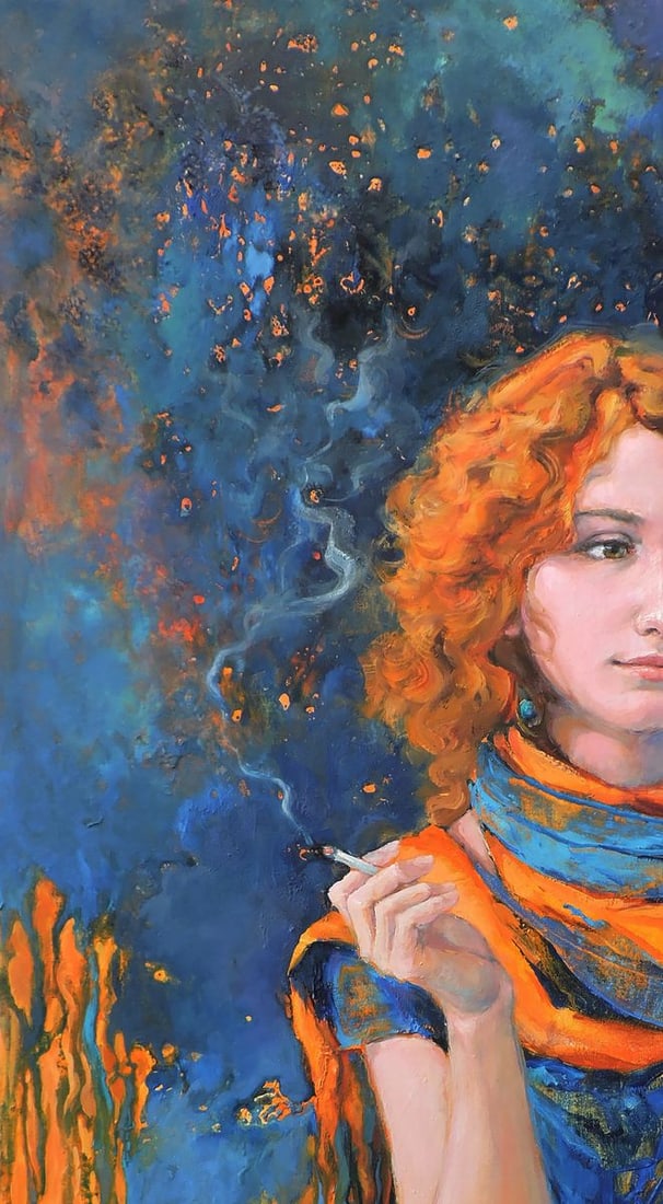 Oil painting Relaxing portrait of a girl Oksana Osnach - 4