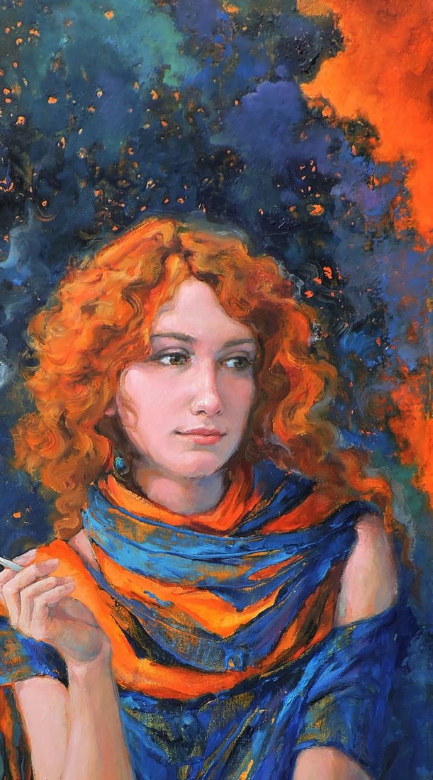 Oil painting Relaxing portrait of a girl Oksana Osnach - 5