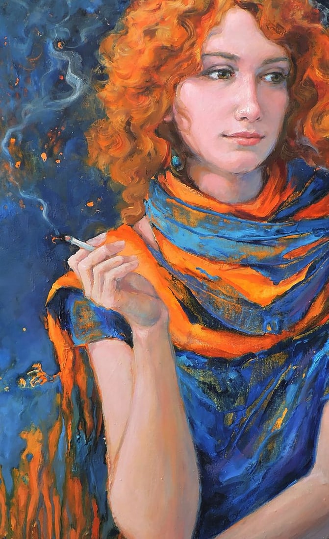 Oil painting Relaxing portrait of a girl Oksana Osnach - 6