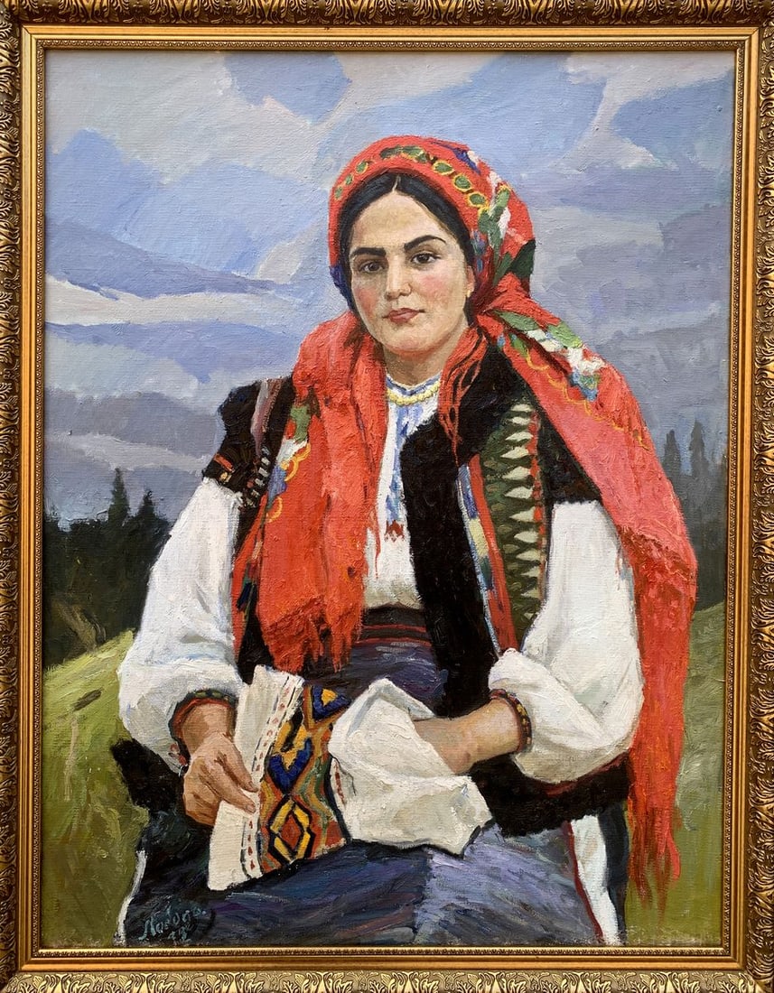 Oil painting Embroiderer Ivan Loboda: Title: Oil painting Embroiderer Ivan Loboda Description: No1716 *** ABOUT THIS PAINTING ** * TITLE: "Embroiderer" * ARTISTS: Loboda Ivan Ivanovich * SIZE: 40x58 cm/'15.74x22.83 inches' * MEDIUM: oil,