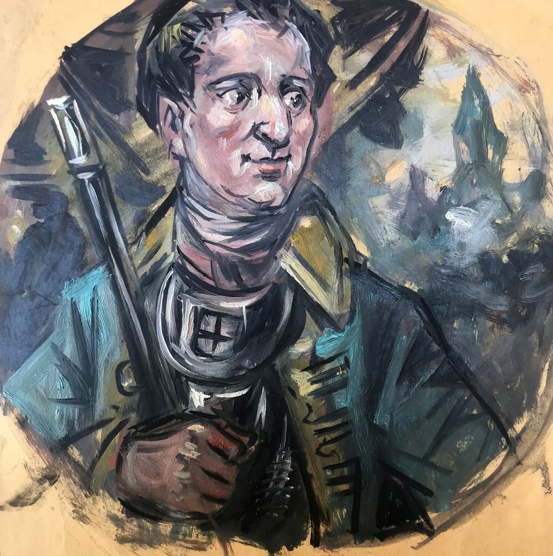 Oil painting Portrait of a soldier Alexander Arkadievich Litvinov: Title: Oil painting Portrait of a soldier Alexander Arkadievich Litvinov Description: NoAAA2938"Portrait of a Soldier" is an exquisite oil painting that captures the essence of a 19th-century military