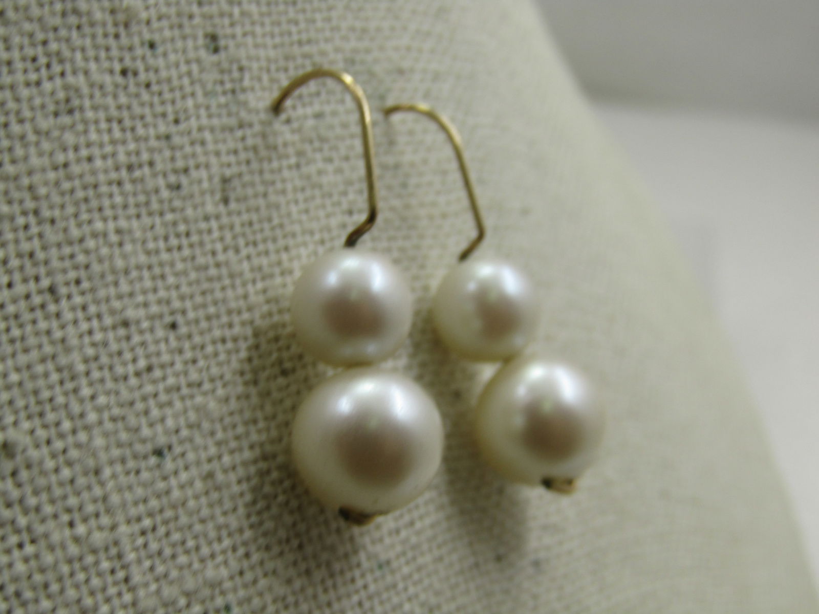 Vintage 10kt G.F. Faux Pearl Earrings, Pierced - 2