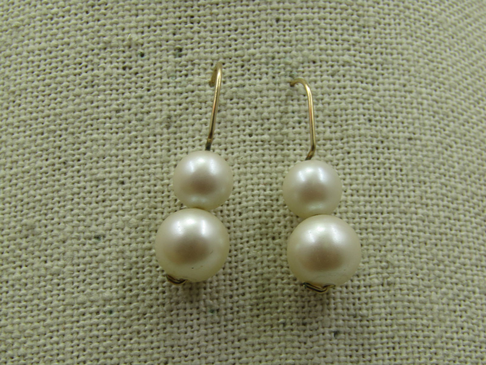 Vintage 10kt G.F. Faux Pearl Earrings, Pierced - 3