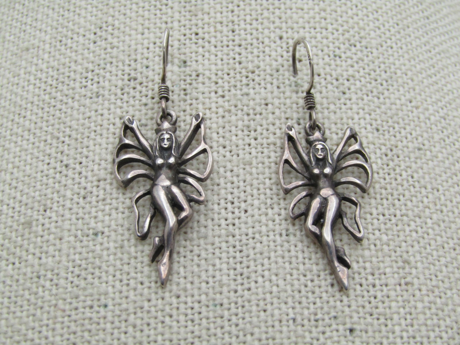 Vintage Sterling Fairy Drop Earrings, Pierced, 1980's-1990's (1 of 5)