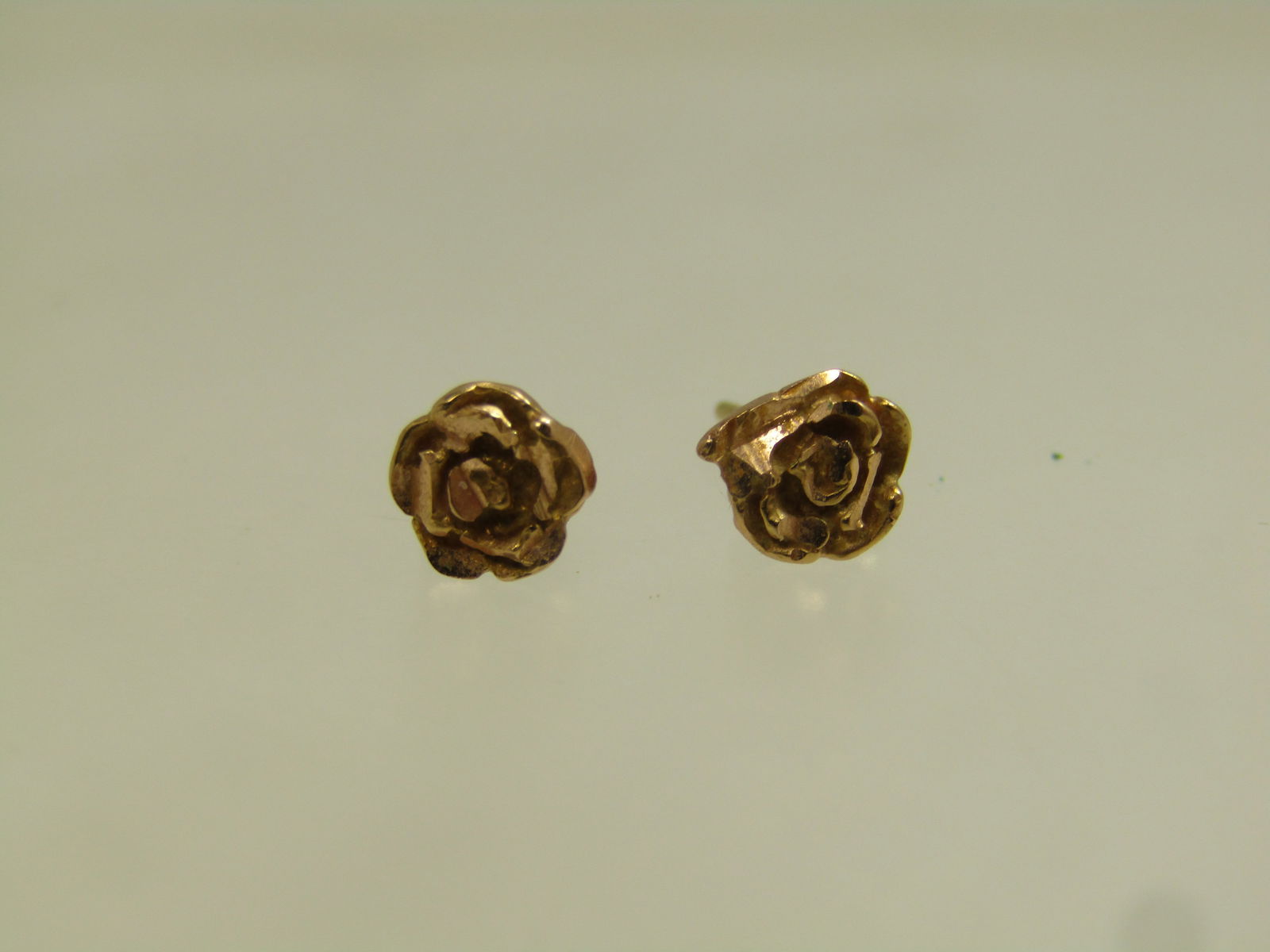 Vintage 14kt Gold Rose Earrings, Studs, Signed MA, 1980's - 5