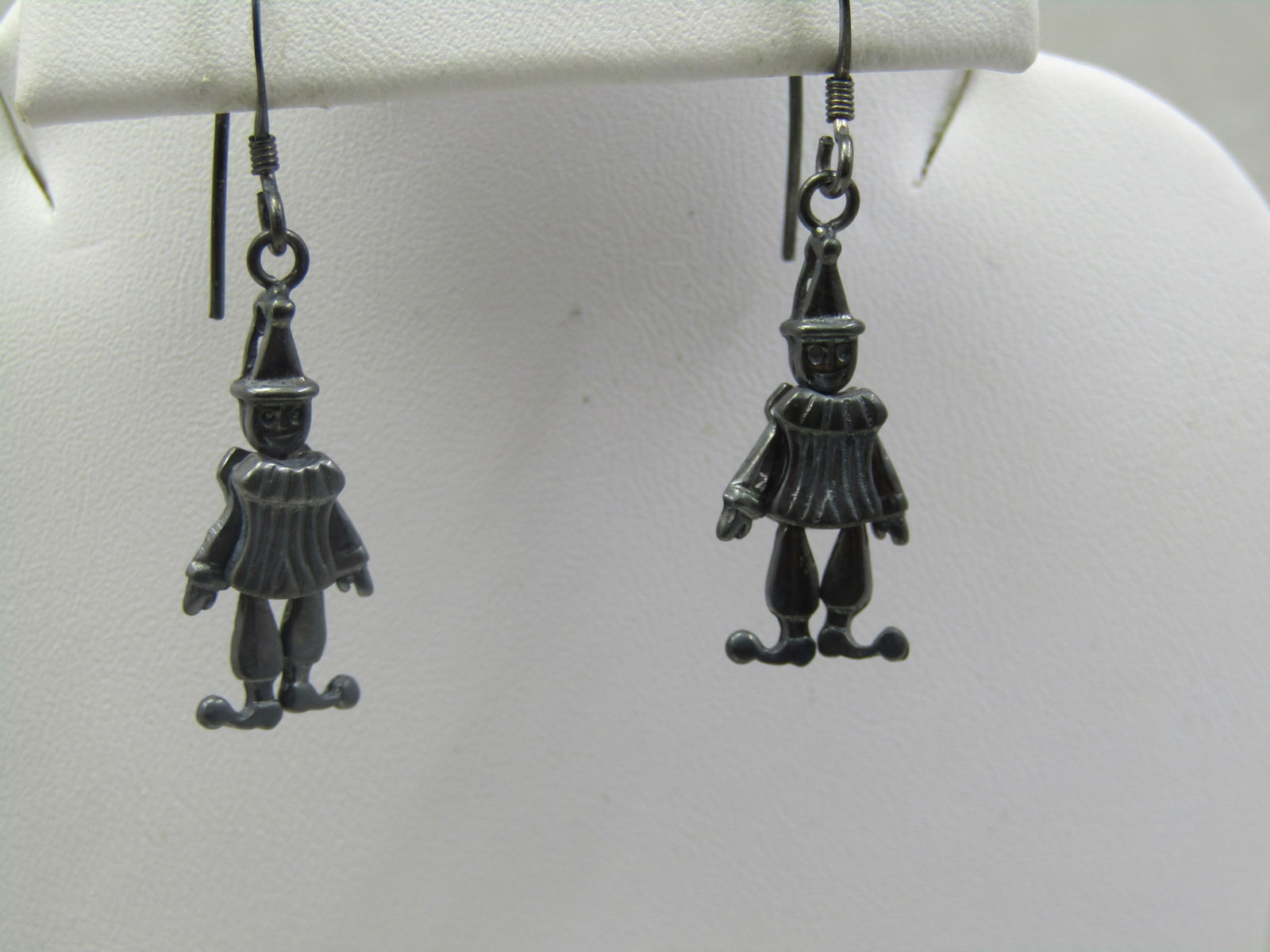Vintage Sterling Dancing Clown Earrings. Articulated. Pierced (1 of 5)