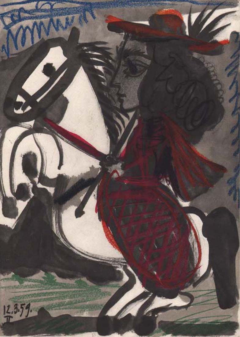 Pablo Picasso Toros y Toreros 2 dated 12/3/59: Title: Pablo Picasso Toros y Toreros 2 dated 12/3/59 Description: Artist: Pablo Picasso Country: Spain Title: Toros y Toreros 2 dated 12/3/59 Medium: Quadrichromie Marks: Not signed not numbered Paper